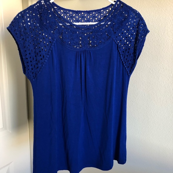 Skies Are Blue..Blue Lace Dress Top - Picture 1 of 2